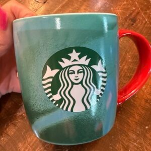 Starbucks Green and Red marbled Mug